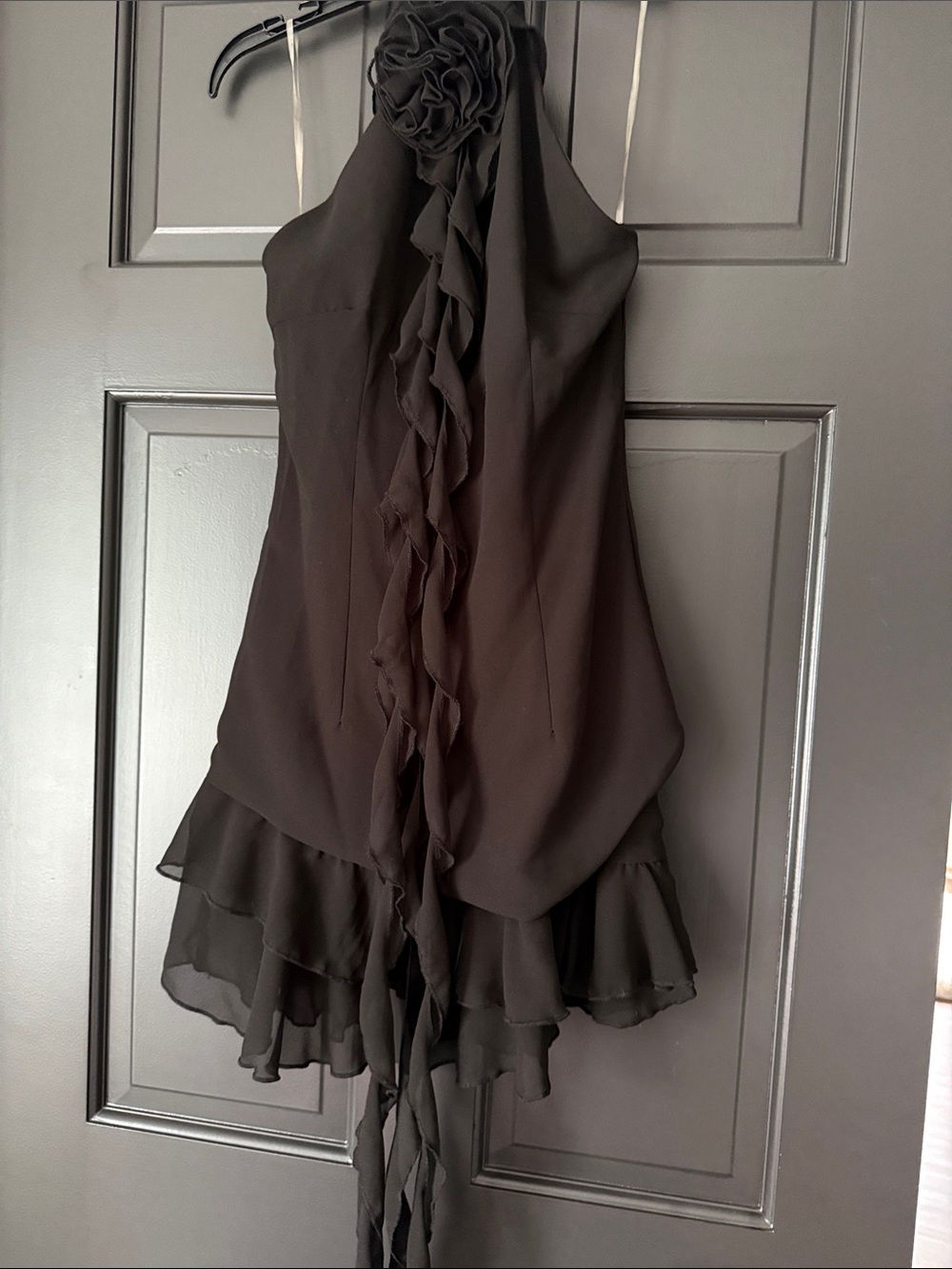 Peppermayo Black Ruffled Mini Dress